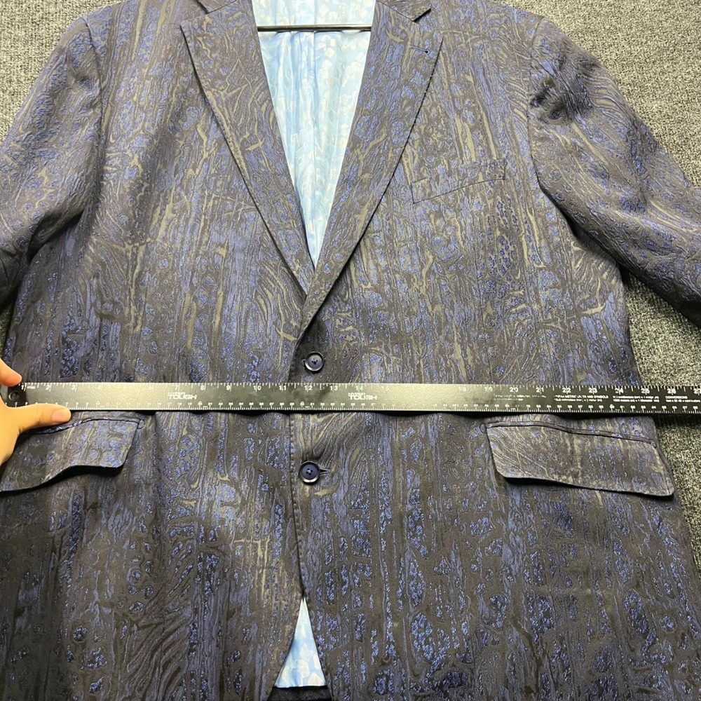 Robert Graham Mens Blue Black Jacquard Sport Coat Blazer US 50 EU 60 1JD5U0 - Picture 3 of 13